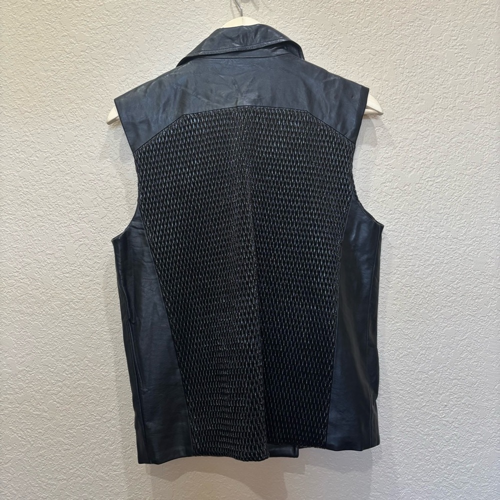 Bar III Womens Vest Black Front Row Faux Leather Moto Jacket Size Small Baddie - Picture 6 of 6